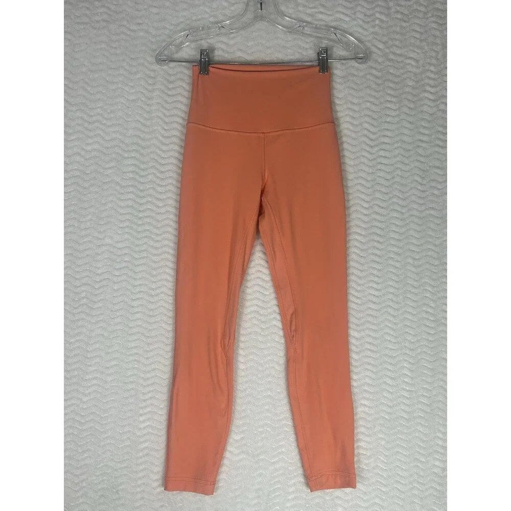 Lululemon Align Leggings Womens Size Small Orange High‎ Rise Ankle Yoga Stretch